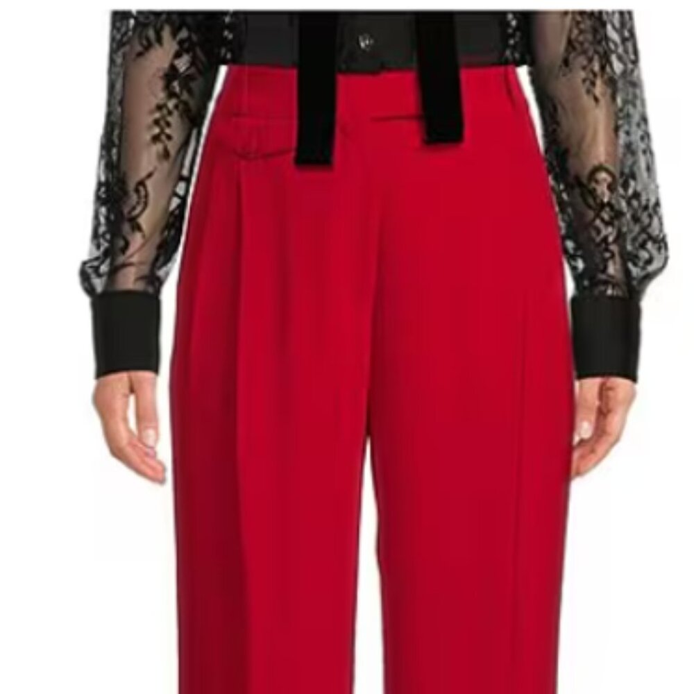 A Loves A red woven women pants High Rise Pleated Front Point Hem Pants size 2